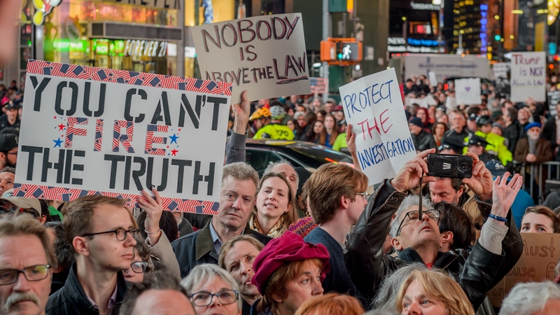 A demonstration in Times Square last week to protect the Mueller investigation and protest against new acting Attorney General Matthew Whitaker