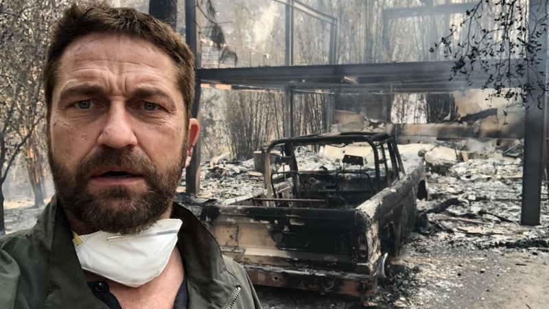 Gerard Butler's home has been destroyed in the California wildfires, image via Gerard Butler/Twitter