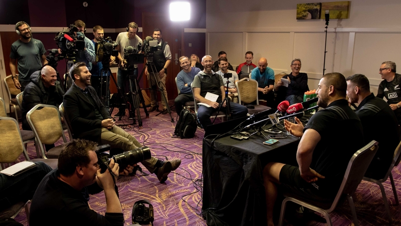 Dane Coles and Ryan Crotty address the media