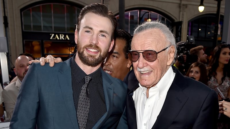 Chris Evans and Stan Lee at the premiere of Captain America: Civil War