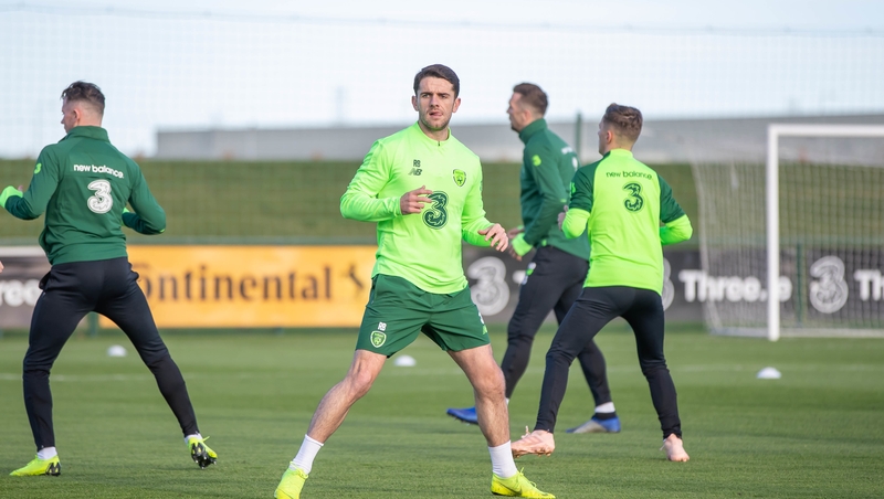 Robbie Brady training with his Republic of Ireland team-mates today