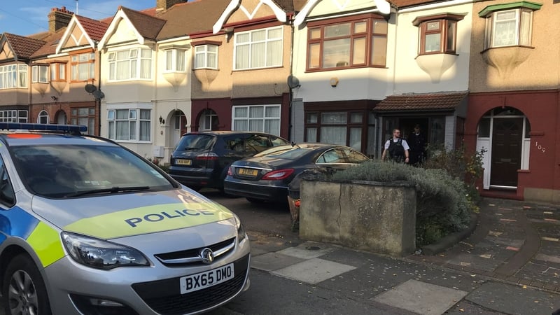Police at Devi Unmathallegadoo's house in Ilford, east London
