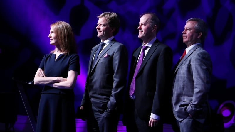 Gillian Chamberlain, BT, with Maarten Schuuruman from Heineken Ireland, the Central Bank's Bernard Sheridan and Paul Downing, General Manager of Hovione, at today's event