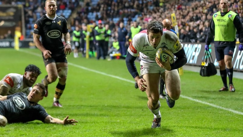 Jonah Holmes in action for the Leicester Tigers