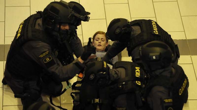 Garda officers attend to a casualty during Operation Barracuda, a training exercise simulating a terrorist attack, at Dublin City University in November 2018