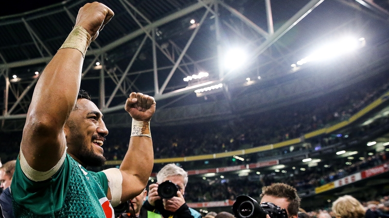 Bundee Aki salutes the crowd after a famous win