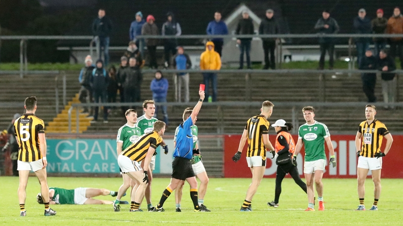 Crossmaglen's Rian O'Neill is given his marching orders during the Ulster semi-final defeat to Gaoth Dobhair