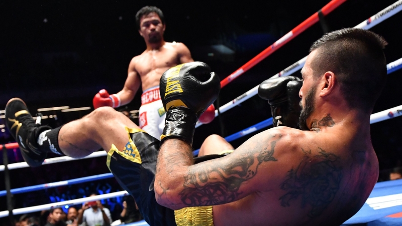 Manny Pacquiao on his way to taking the WBA belt off Lucas Matthysse