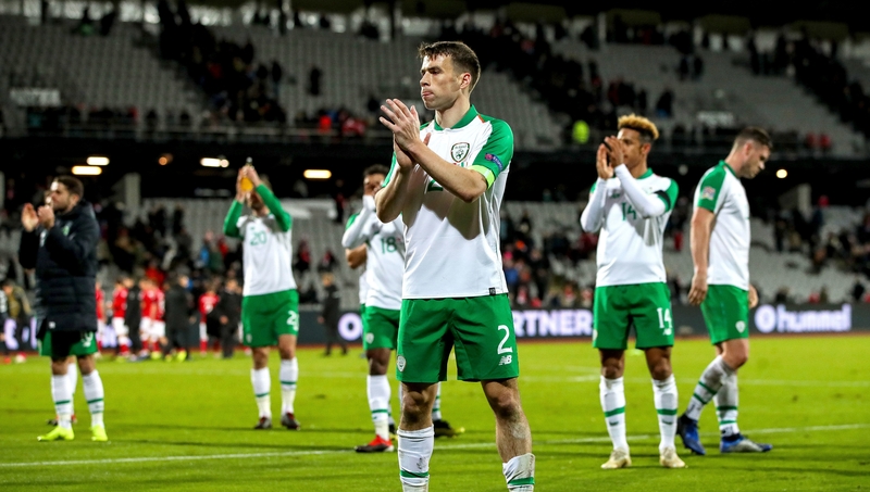 Seamus Coleman claps the Irish fans