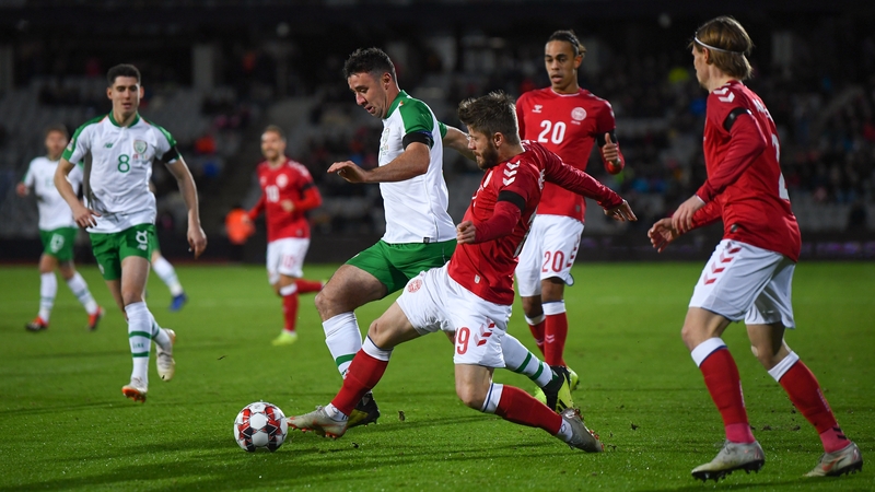 Enda Stevens in action against Lasse Schone of Denmark