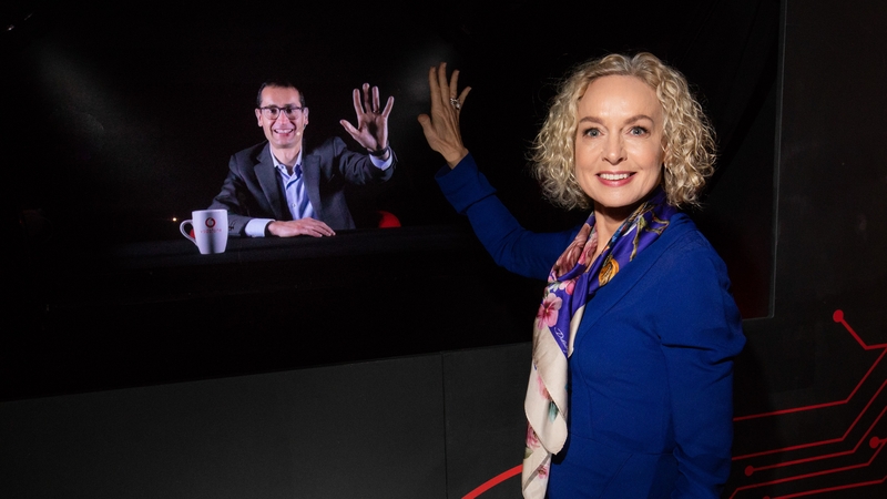 Ireland's Vodafone chief executive Anne O'Leary speaks to Max Gasparroni, in Germany, in the first holographic call from Ireland