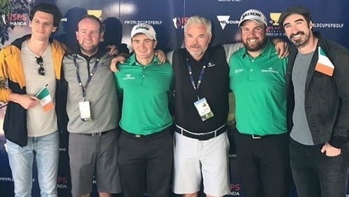 Paul Dunne and Shane Lowry pose with members of The Coronas. Photo: @shanelowrygolf Instagram