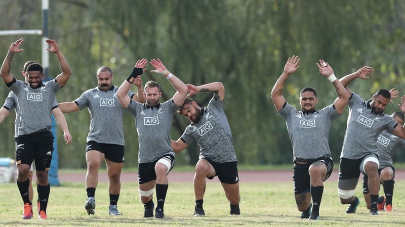 The All Blacks stretch in Rome