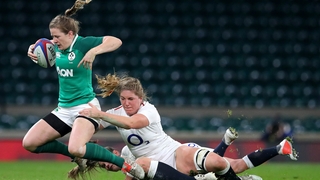 Lauren Delany tackled by Poppy Cleall