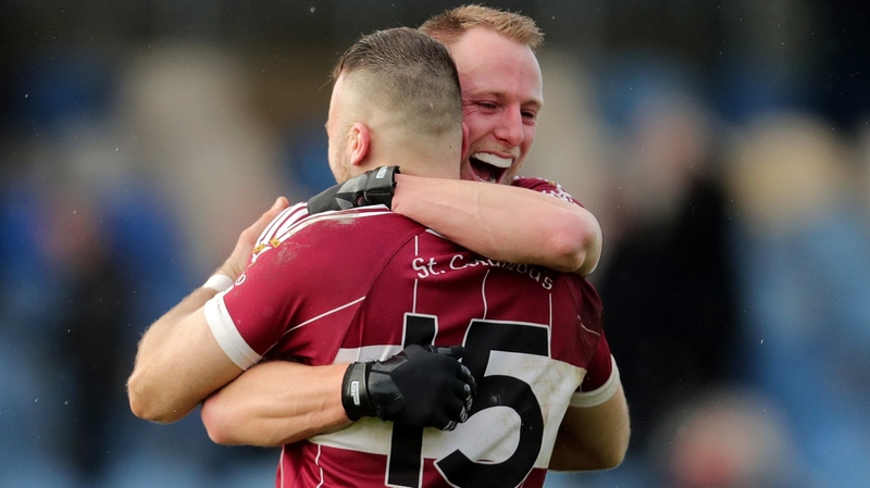 Mullinalaghta's Conan Brady and Aidan McElligott celebrate at the final whistle