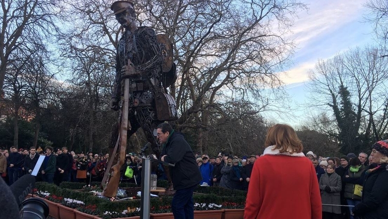 The statue which represents a soldier returning from World War One is being moved to its next exhibition location
