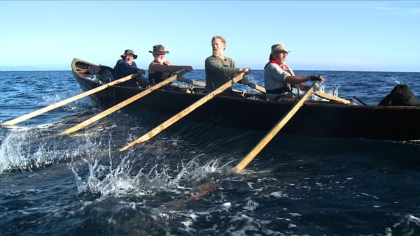 L to R (from bow): Danny Sheehy, Breanndán Ó Beaglaoich, Glen Hansard and Liam Holden in The Camino Voyage