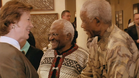 Mary Robinson with Archbishop Desmond Tutu and Nelson Mandela, Johannesburg (2008)