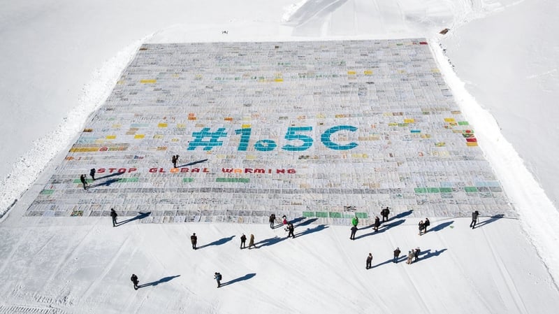 A massive collage on climate change message from children around the world