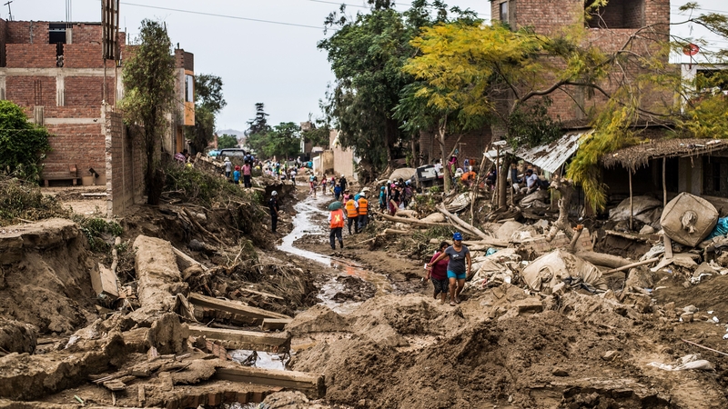 Damage caused by flash floods in Peru in 2017, fuelled by El Niño