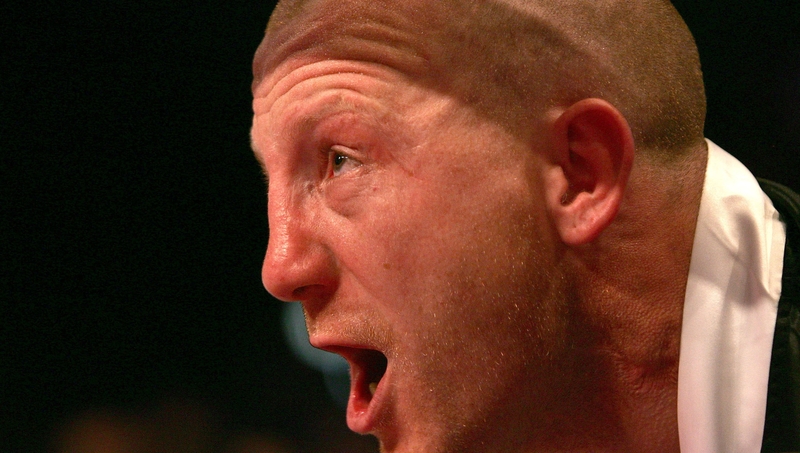 Magee shouting encouragement from the edge of the ring