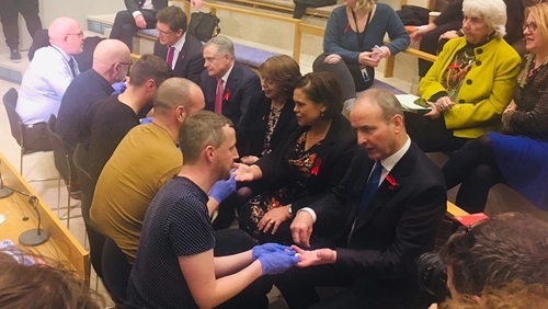 Eamon Ryan, Brendan Howlin, Róisín Shortall, Mary Lou McDonald and Micheál Martin being tested today