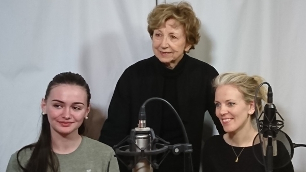 Natayla O Flaherty, Poetry Programme host Olivia O Leary and Sarah Crossan