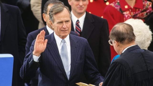 George HW Bush is sworn in as the 41st President of the United States in 1989