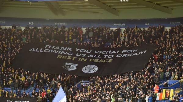 Watford fans brought banners to the King Power Stadium