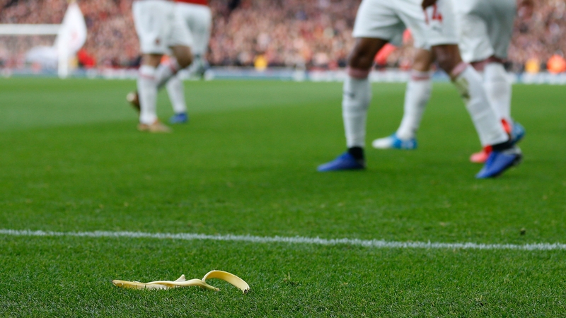 A banana skin was thrown form the away end at the Emirates