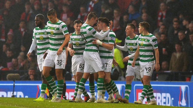 Ryan Christie celebrates his goal with team-mates at Hampden Park