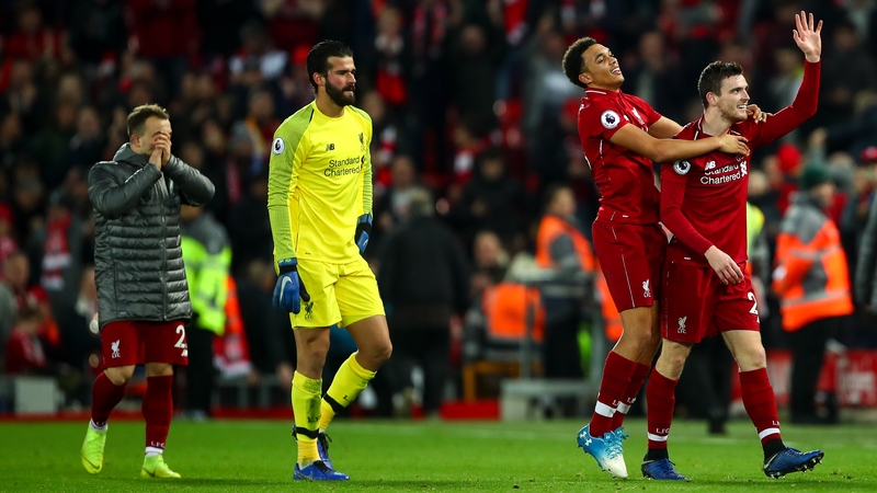 Alexander-Arnold (second right) celebrates with Liverpool team mates