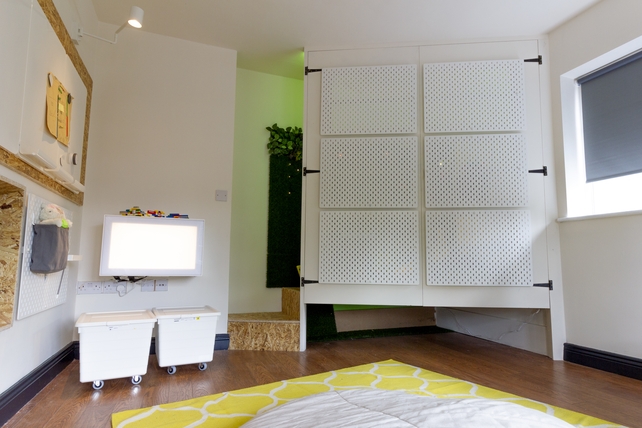 After: White paint and furnishings opened up the room...