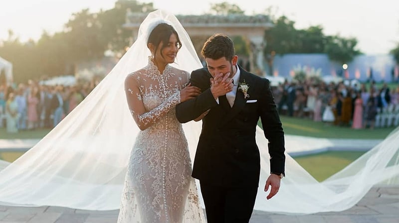 Priyanka Chopra and Nick Jonas on their wedding day, image via Priyanka Chopra/Instagram