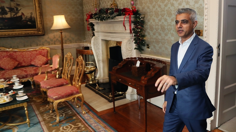Sadiq Khan arrives for a meeting at Áras an Úachtarain as part of his visit