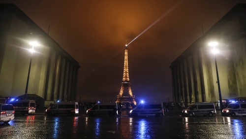 Riot police vans took up positions near the Eiffel Tower last weekend