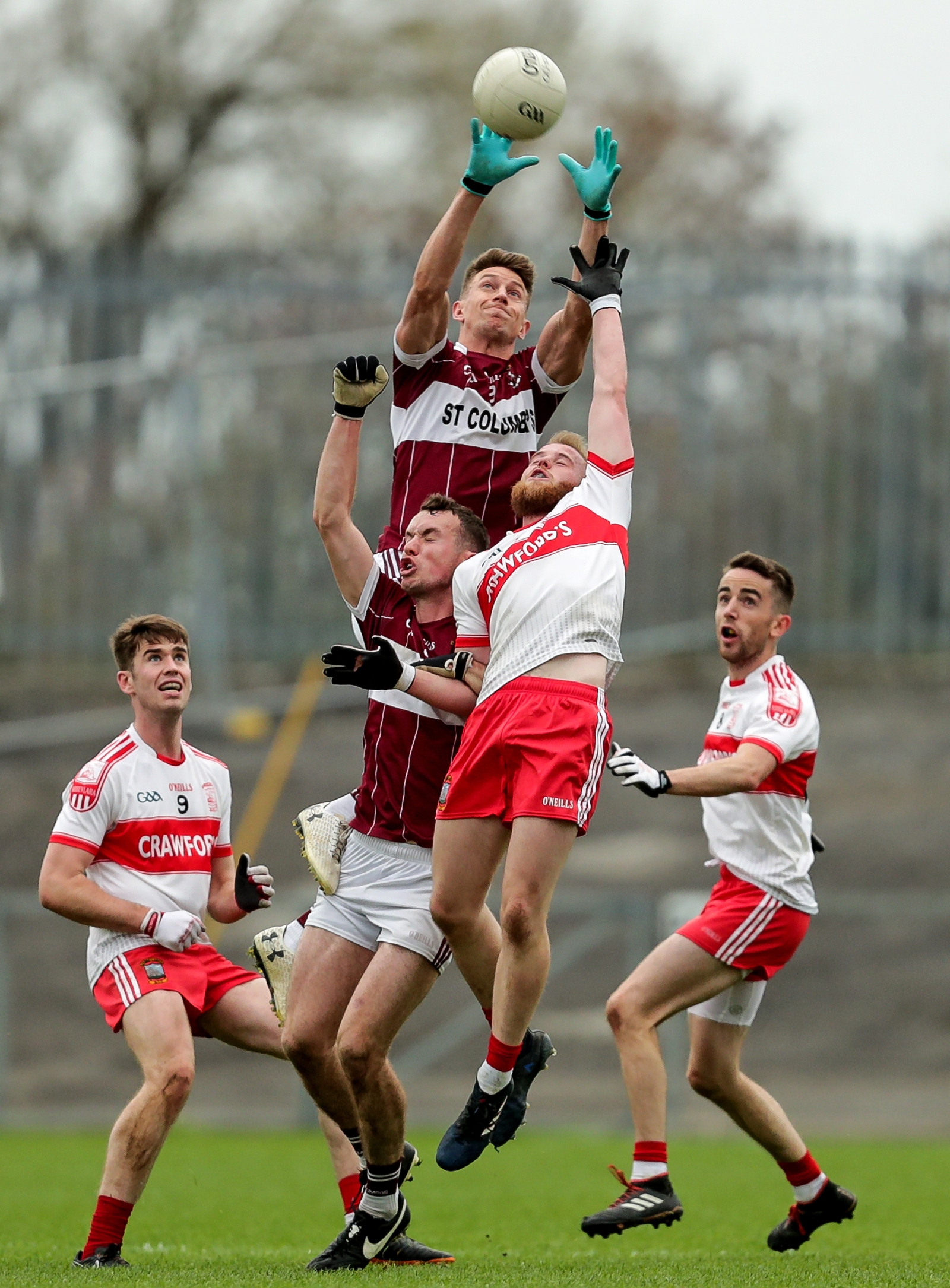 John Keegan claims a high ball against Abbeylara in the county final