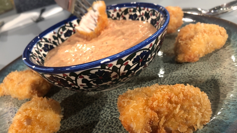 Karen Coakley's Parmesan & Rosemary Chicken Goujons with a Roast Red Pepper Mayo