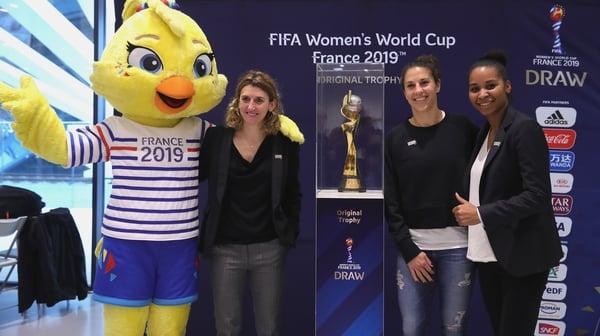 Marinette Pichon of France, Carli Lloyd of USA and Laura Georges of France