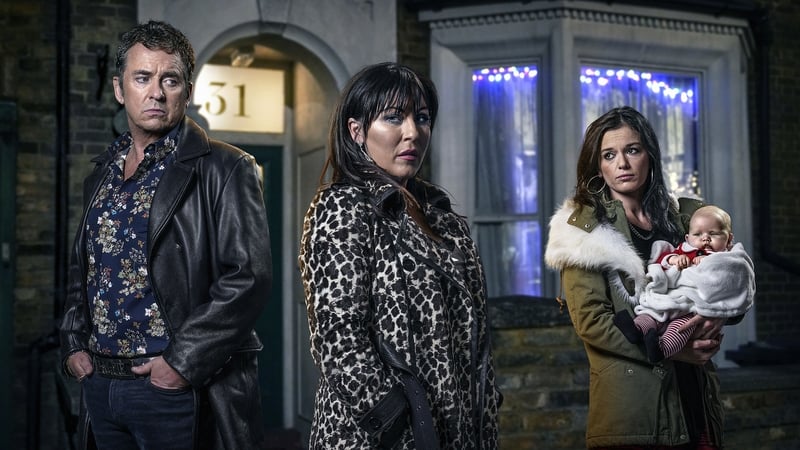 Shane Richie as Alfie with Jessie Wallace (centre) as Kat and Katie Jarvis as Hayley Photo: BBC / Kieron McCarron