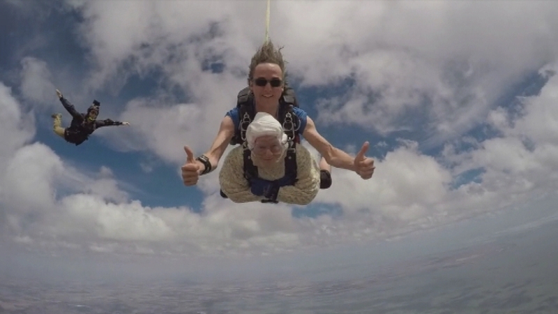 Irene O'Shea has completed three skydives (SA Skydiving)