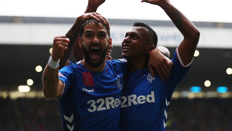 Daniel Candeias (L) struck the winner for Rangers