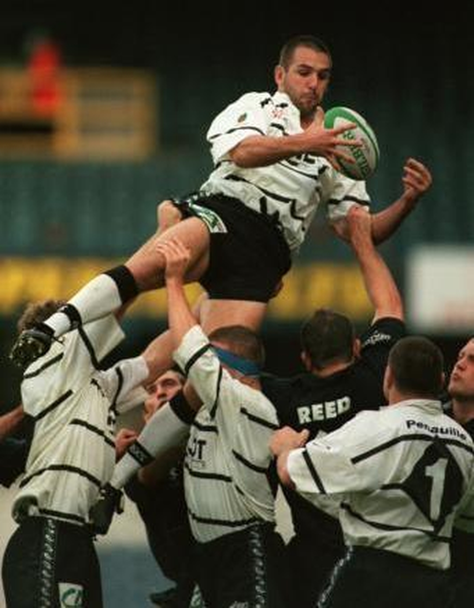 Climbing high for a lineout during Brive's run to the 1998 Heineken Cup final