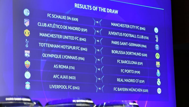 The round of 16 draw for the 2018/19 CHampions League