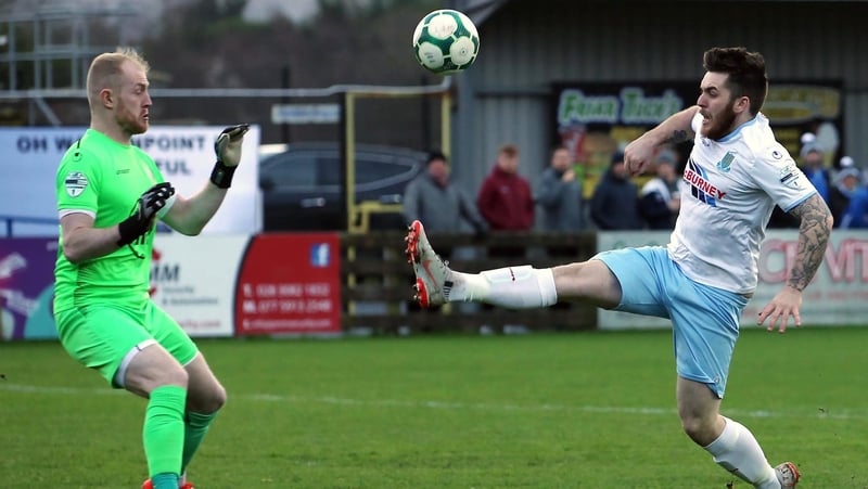 Aaron McCarey in action for Warrenpoint