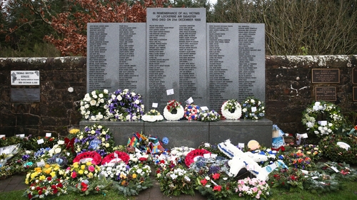 Some of the wreaths and floral tributes left during the commemoration service