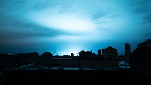 The fire lit up the New York skyline