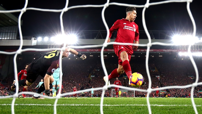 Roberto Firmino opens the scoring for Liverpool