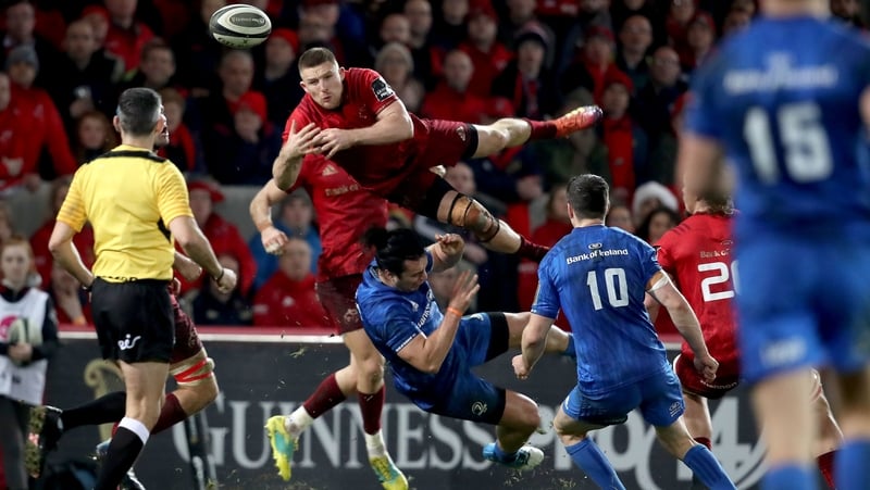 James Lowe was sent-off for challenging Andrew Conway in the air in the defeat to Munster at Thomond Park