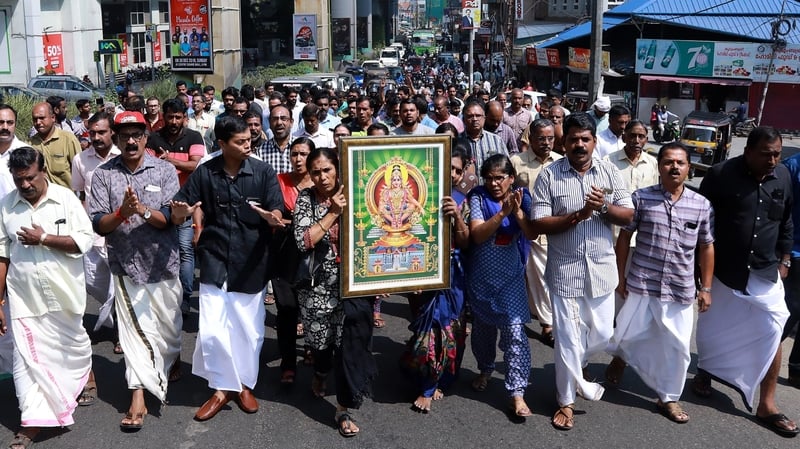 Protesters on the streets after two women entered the temple early this morning